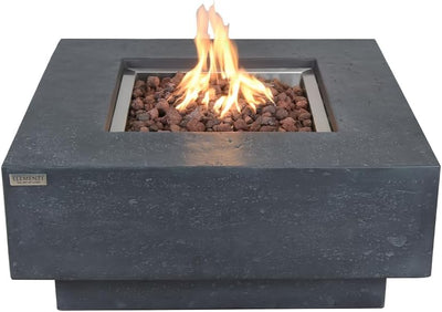 Stylish 36" x 36" Manhattan Propane Fire Pit Table in Durable Cast Concrete