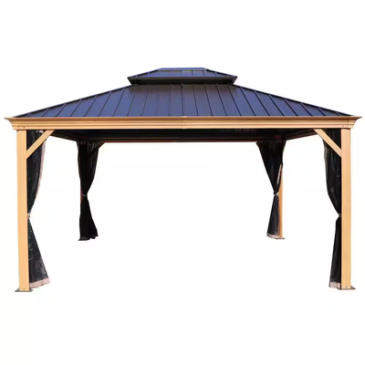 Hardtop Gazebo Built for Year-Round Use, 12x14 Aluminum Frame, Galvanized Steel Roof, Mosquito Net