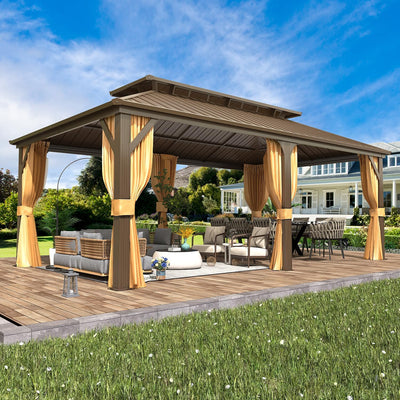 Experience the Ultimate Outdoor Retreat with Our 12' x 20' Hardtop Gazebo – Sturdy Aluminum Frame, Galvanized Steel Double Roof, and Cozy Netting for Your Patio, Lawn, or Deck!