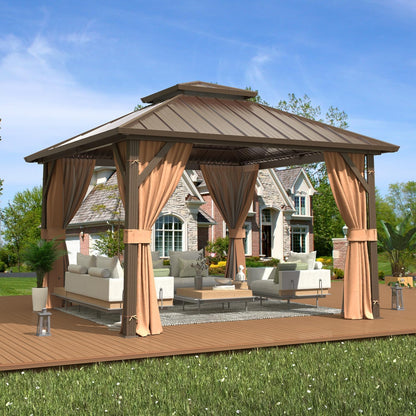 Experience the Ultimate Outdoor Retreat with Our 12' x 20' Hardtop Gazebo – Sturdy Aluminum Frame, Galvanized Steel Double Roof, and Cozy Netting for Your Patio, Lawn, or Deck!
