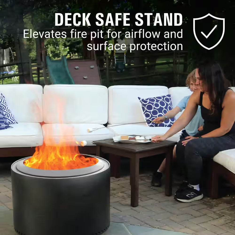 Cityscapes 25-Inch Smokeless Stainless Steel Outdoor Fire Pit for Effortless Ambiance