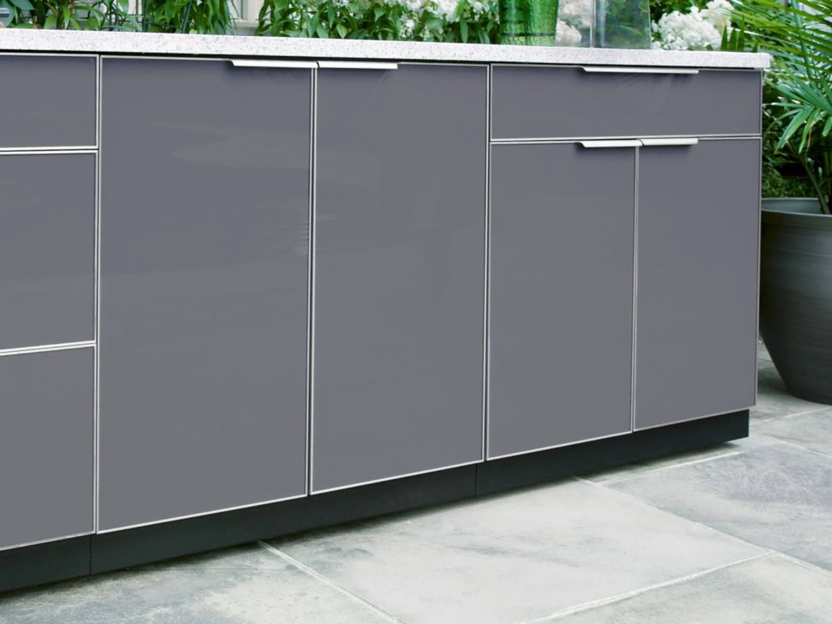Newage Products 3-Piece Outdoor Kitchen Aluminum Cabinet Set with Bar, Grill, and Sink