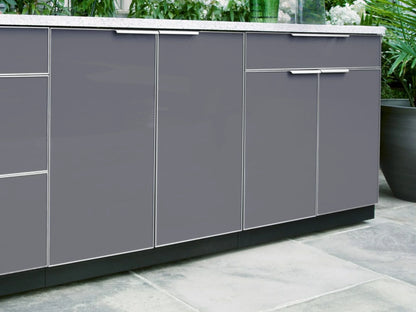 Newage Products 3-Piece Outdoor Kitchen Aluminum Cabinet Set with Bar, Grill, and Sink