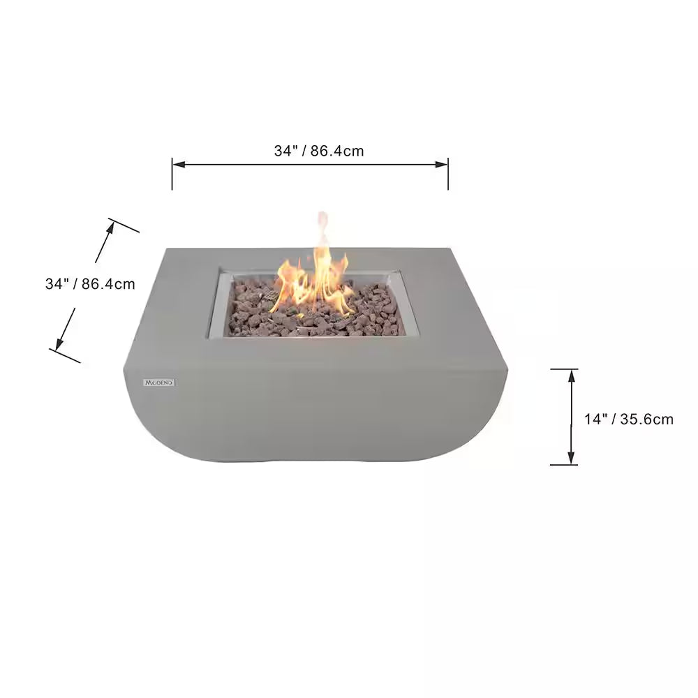 Westport 34" Grey Round Concrete Propane Fire Pit Table with Electronic Ignition, Cover & Lava Rock - Perfect for Cozy Evenings Outdoors!