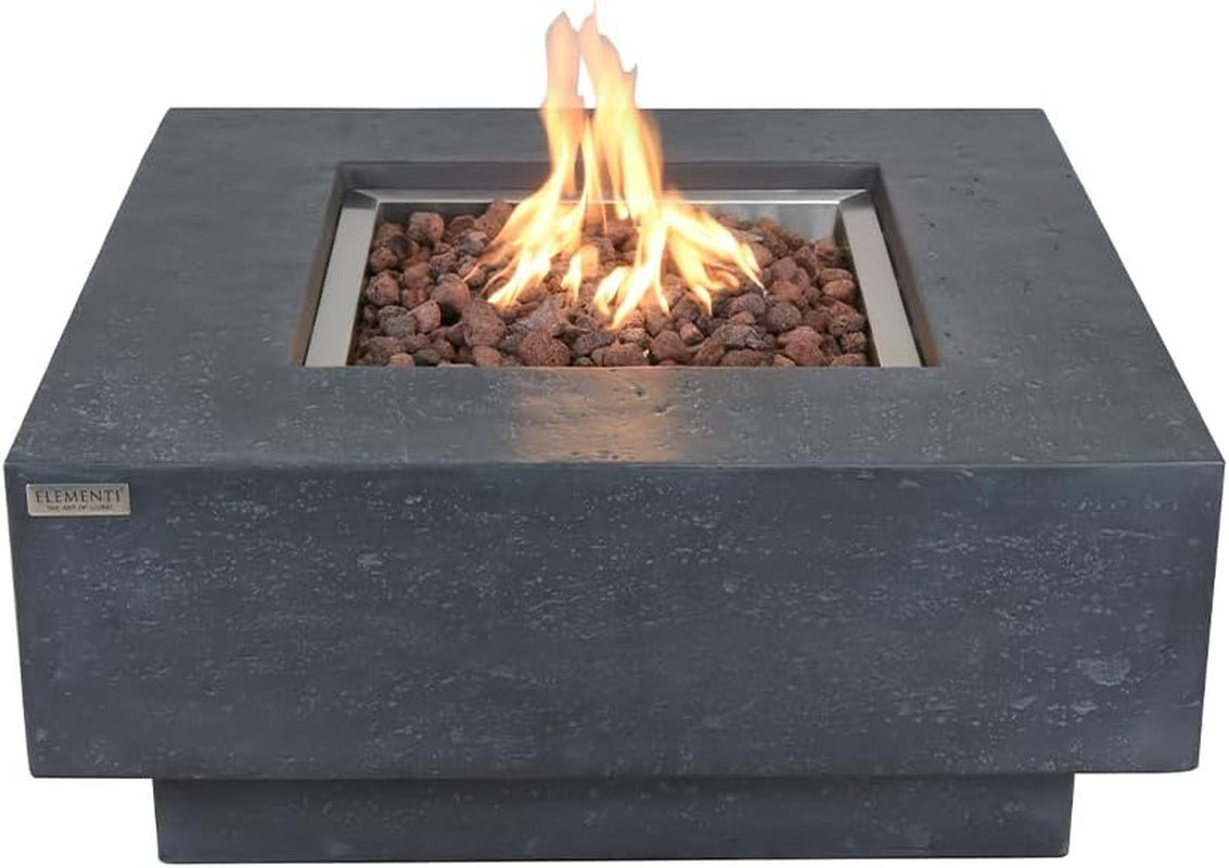 Stylish 36" x 36" Manhattan Propane Fire Pit Table in Durable Cast Concrete
