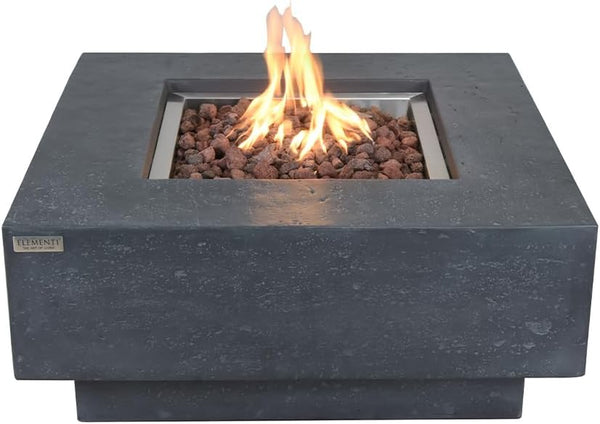 Stylish 36" x 36" Manhattan Propane Fire Pit Table in Durable Cast Concrete
