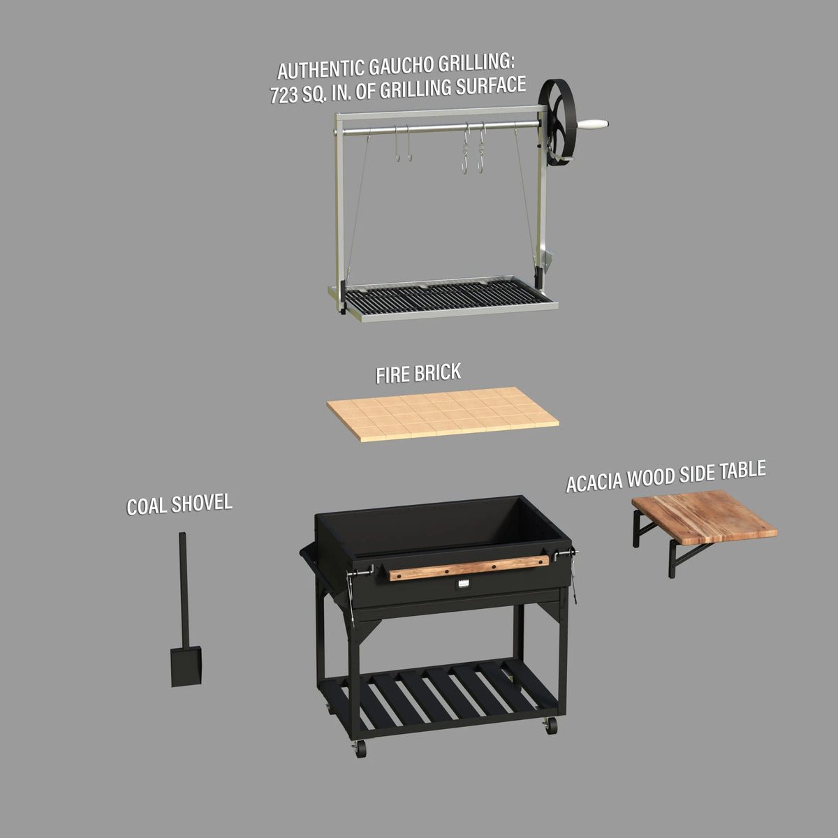 Argentine Santa Maria Heritage Wood-Fired and Charcoal Grill with Fire Brick Construction