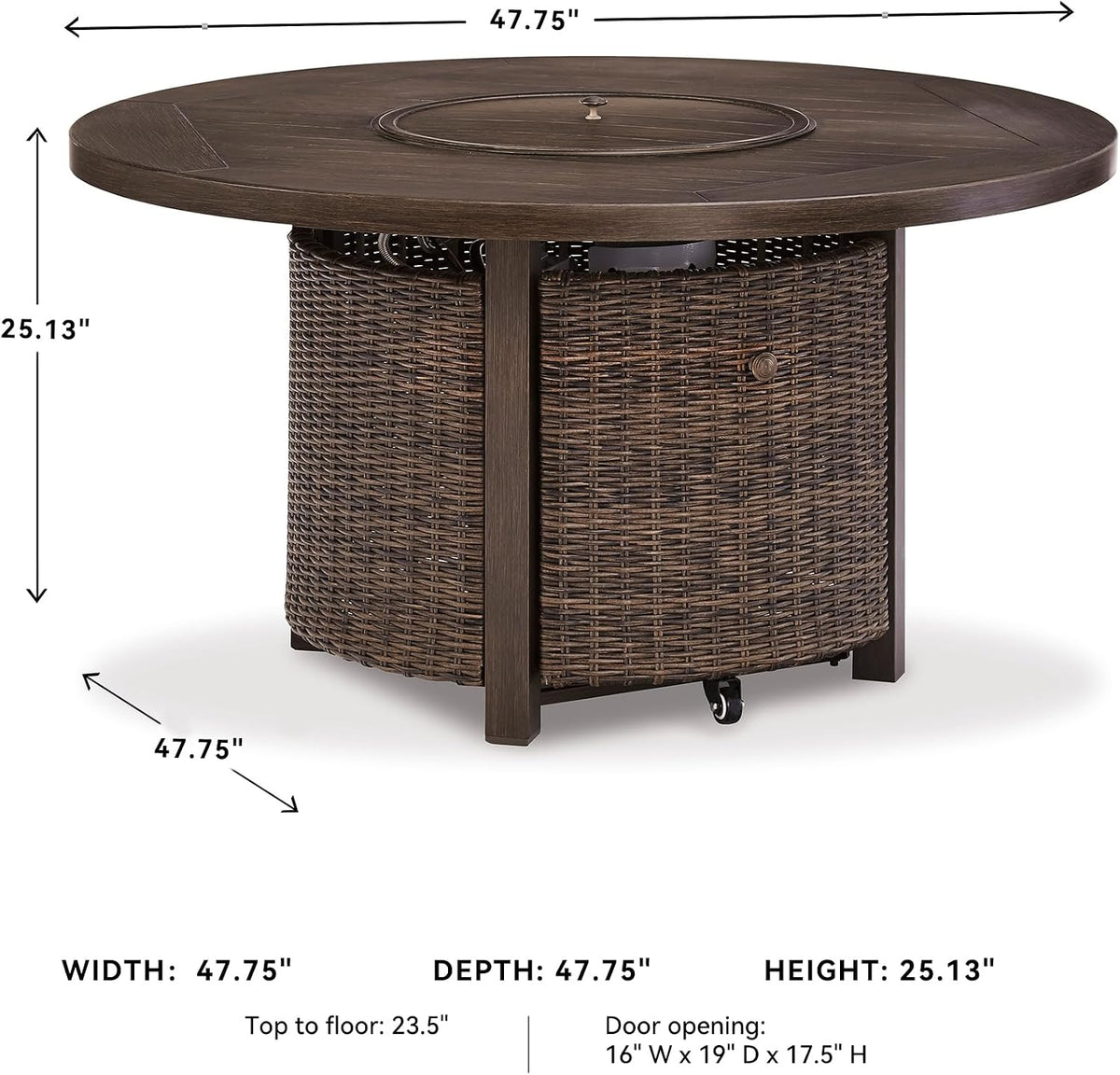 Upgrade Your Outdoor Space with the Signature Design by Ashley Brown Paradise Trail Round Wicker Fire Pit Table