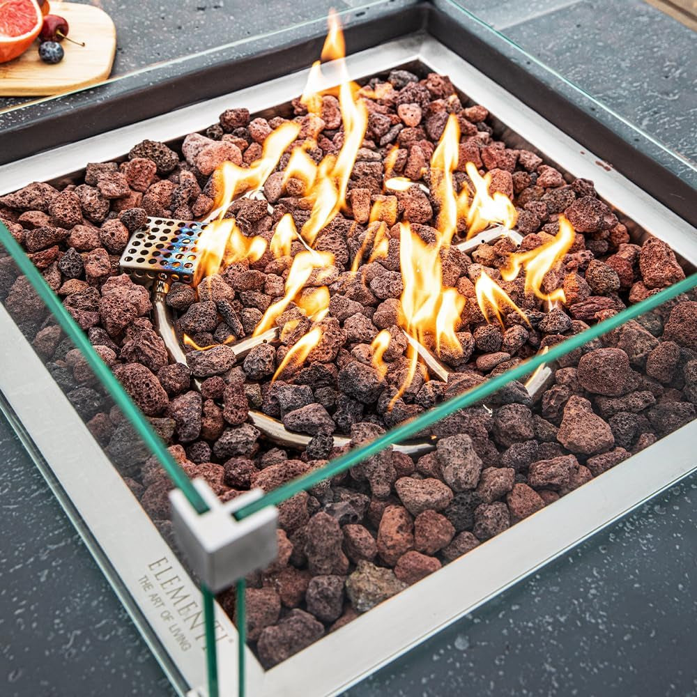 Stylish 36" x 36" Manhattan Propane Fire Pit Table in Durable Cast Concrete