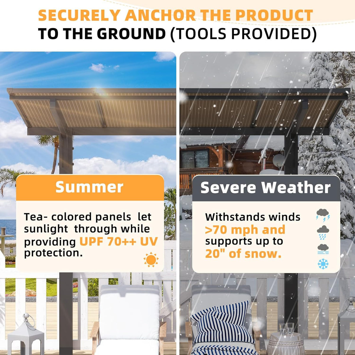 Stylish 10' x 10' Lean-To Gazebo & Pergola - Durable Hard Top Carport for Patios & Decks