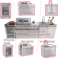 Outdoor Kitchen Island Designed for Complete Backyard Cooking, 4-Burner 72000 BTU, Stainless Steel, 98 Inch