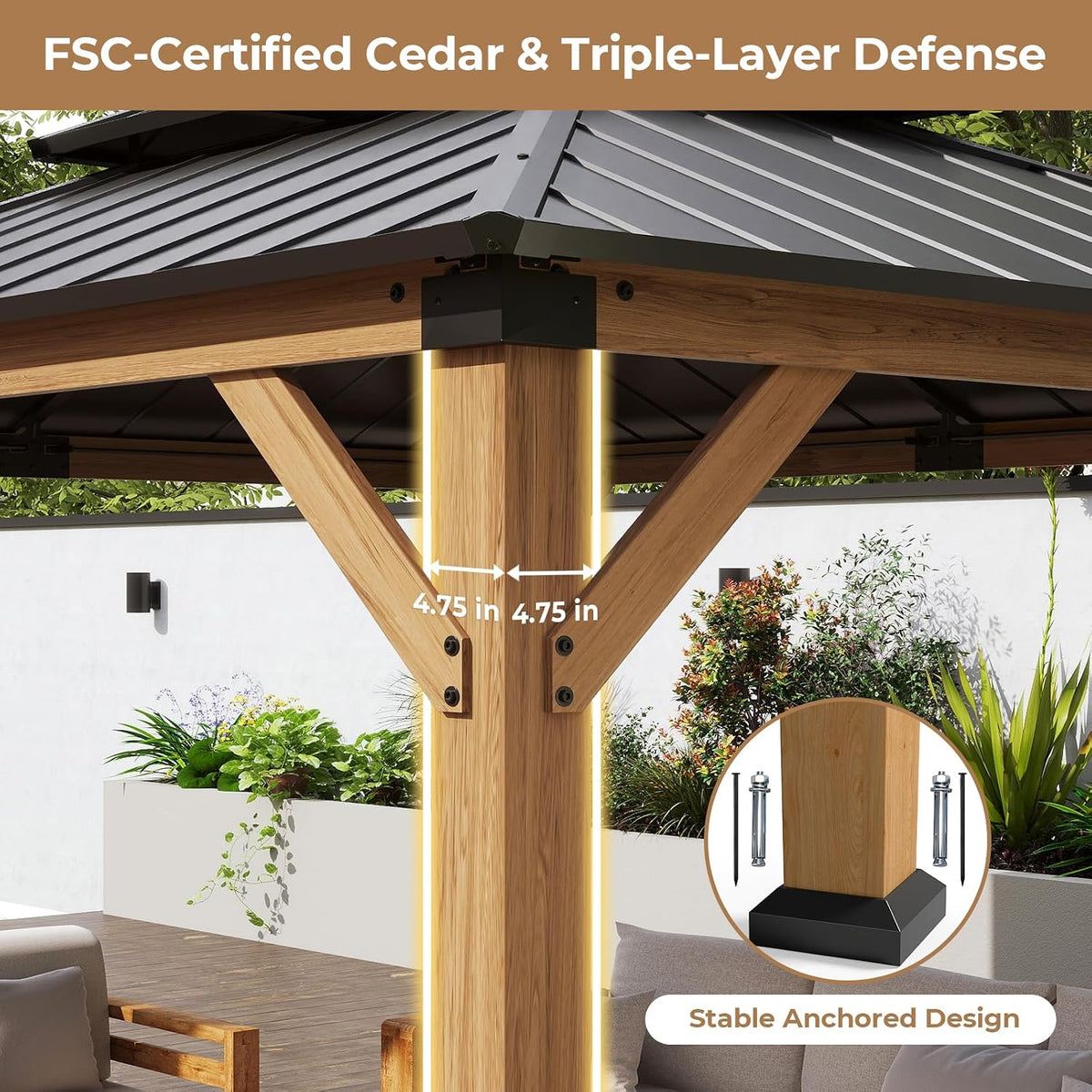 Transform Your Outdoor Space with the Elegant 12' x 16' Wood Gazebo Featuring a Hardtop, Double Galvanized Steel Roof, and Complete Privacy Solutions