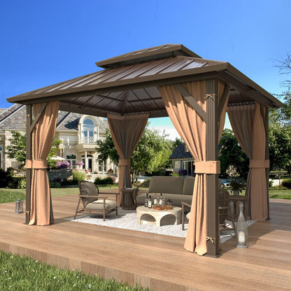 Experience the Ultimate Outdoor Retreat with Our 12' x 20' Hardtop Gazebo – Sturdy Aluminum Frame, Galvanized Steel Double Roof, and Cozy Netting for Your Patio, Lawn, or Deck!