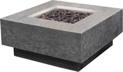 Stylish 36" x 36" Manhattan Propane Fire Pit Table in Durable Cast Concrete