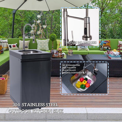 Professional Outdoor Kitchen Island Gas Grill System Featuring 4 Burners, Rotisserie Kit, Integrated Sink, Wine Cooler, and Granite Countertop