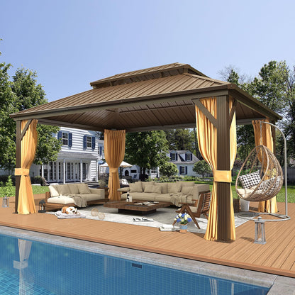 Experience the Ultimate Outdoor Retreat with Our 12' x 20' Hardtop Gazebo – Sturdy Aluminum Frame, Galvanized Steel Double Roof, and Cozy Netting for Your Patio, Lawn, or Deck!