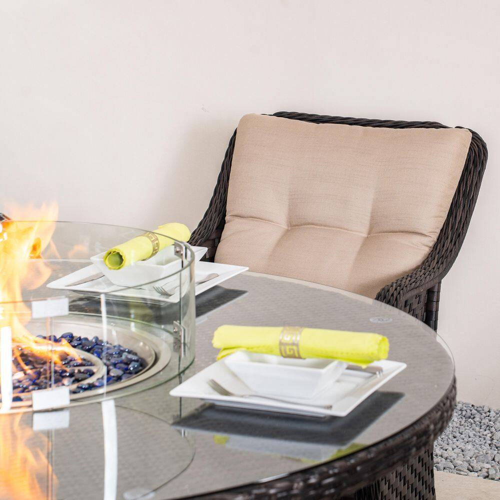Luxurious 5-Piece Outdoor Patio Fire Pit Conversation Set with Cushioned Armchairs and Stylish Fire Pit Table
