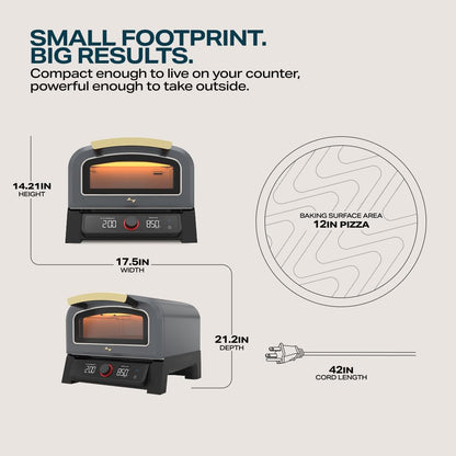 ® Model P Smart Electric Pizza Oven with 12-Inch Stone Baking Surface in Slate Finish
