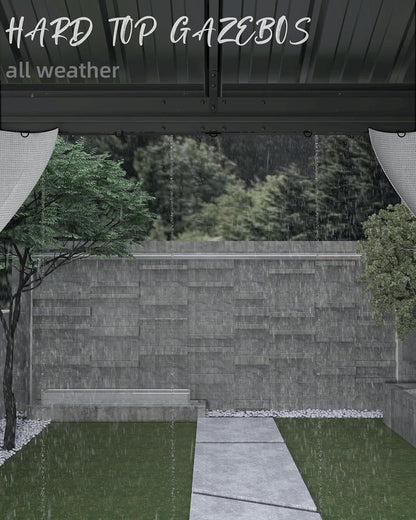 Elevate Your Outdoor Experience with Our 12X14 Ft Hardtop Gazebo - Heavy Duty Double Roof, Nettings, and Curtains for Ultimate Comfort and Style in Grey