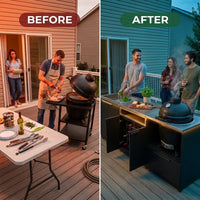 Modular Outdoor Kitchen Designed for Year-Round Entertaining, 304 Stainless Steel, Sink and Bar Cabinets — Before & After