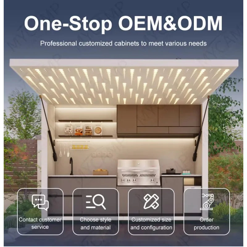 Outdoor Stainless Steel BBQ Kitchen Cabinet with Remote Control - Weatherproof Outdoor Kitchen for Patio and Backyard Grilling