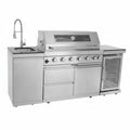 Outdoor Kitchen Island Built to Transform Patios, 85000 BTU 6-Burner, Wine Cooler, Granite Countertop