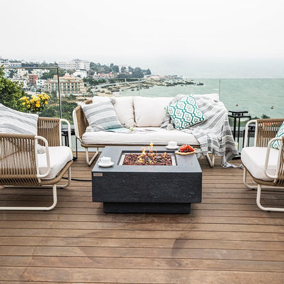 Stylish 36" x 36" Manhattan Propane Fire Pit Table in Durable Cast Concrete