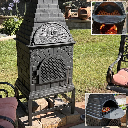 Blue Rooster Casita Grill Chiminea: Outdoor Wood-Burning Fireplace and Pizza Oven