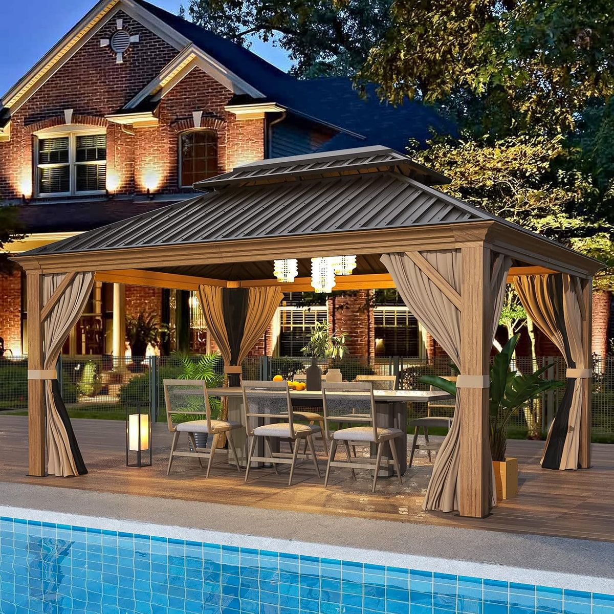 Experience the Ultimate Outdoor Retreat with Our 12' x 20' Hardtop Gazebo – Sturdy Aluminum Frame, Galvanized Steel Double Roof, and Cozy Netting for Your Patio, Lawn, or Deck!