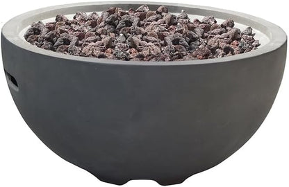 Nantucket 26" Modern Concrete Fire Pit with Lava Rocks - Perfect for Patios, Gardens, and Indoor Heating