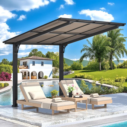 Stylish 10' x 10' Lean-To Gazebo & Pergola - Durable Hard Top Carport for Patios & Decks
