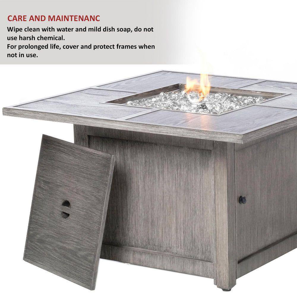 Cheyenne 40" x 25" Square Aluminum Propane Fire Pit Table with Stunning Glacier Ice Firebeads