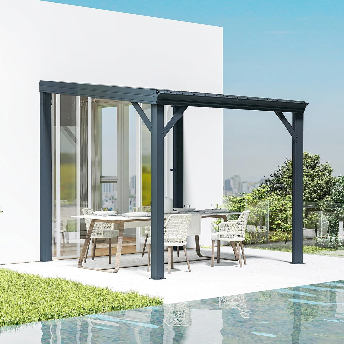 Transform Your Outdoor Space with the Stylish Domi 12' x 20' Lean-To Gazebo – Perfect for Patios and Decks!