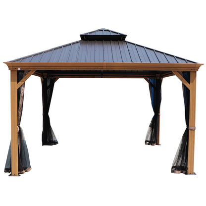12-Ft X 20-Ft Hardtop Roof Aluminum Gazebo (Screen Included)