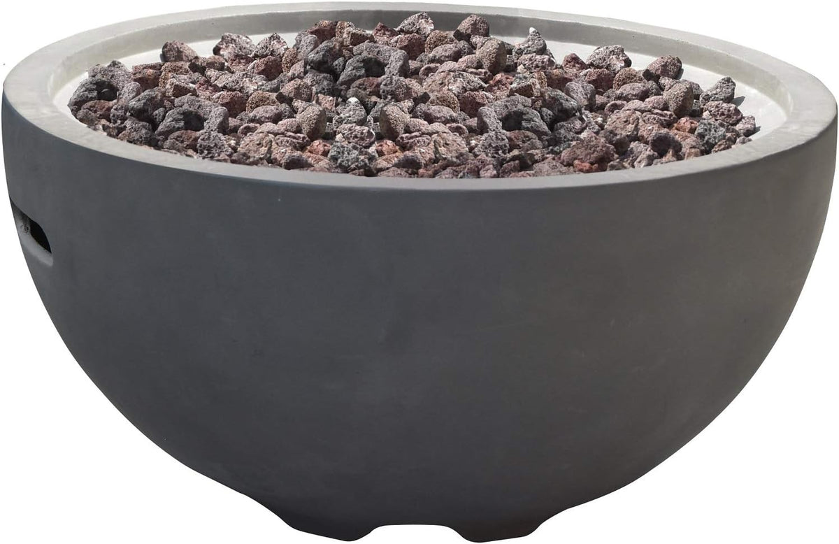 Nantucket 26" Modern Concrete Fire Pit with Lava Rocks - Perfect for Patios, Gardens, and Indoor Heating