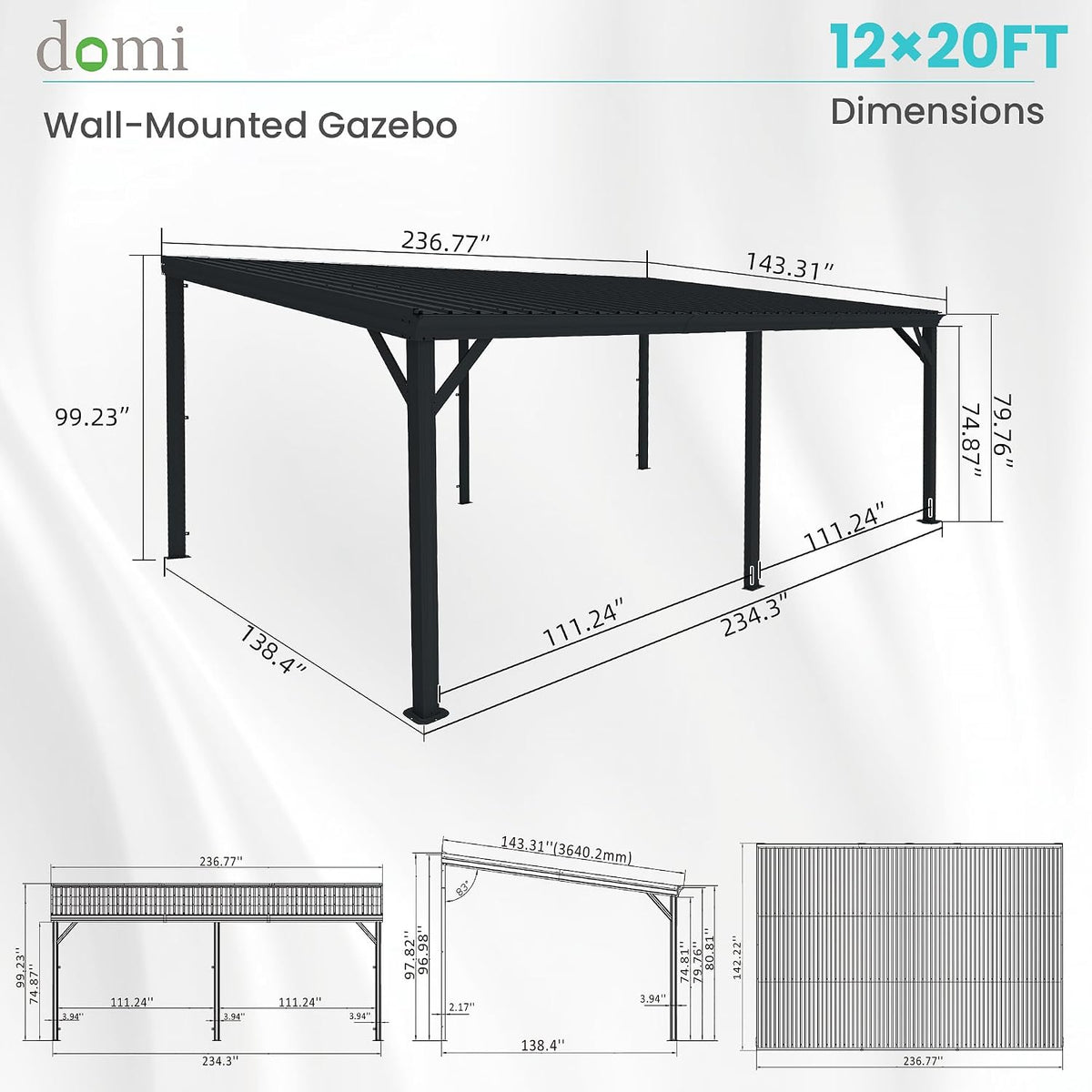 Transform Your Outdoor Space with the Stylish Domi 12' x 20' Lean-To Gazebo – Perfect for Patios and Decks!