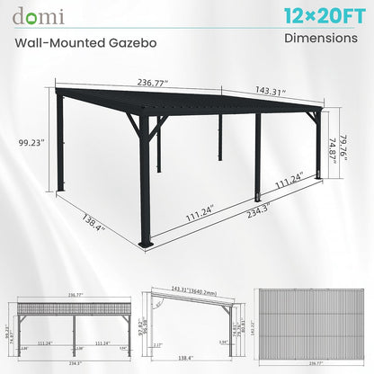 Transform Your Outdoor Space with the Stylish Domi 12' x 20' Lean-To Gazebo – Perfect for Patios and Decks!