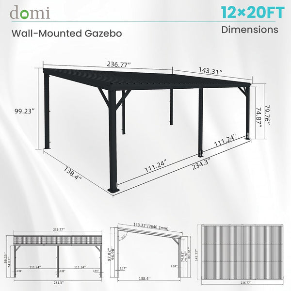 Transform Your Outdoor Space with the Stylish Domi 12' x 20' Lean-To Gazebo – Perfect for Patios and Decks!