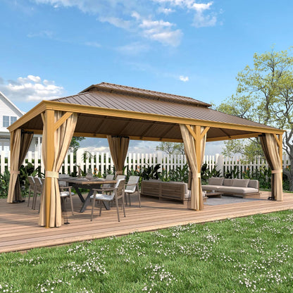 Experience the Ultimate Outdoor Retreat with Our 12' x 20' Hardtop Gazebo – Sturdy Aluminum Frame, Galvanized Steel Double Roof, and Cozy Netting for Your Patio, Lawn, or Deck!