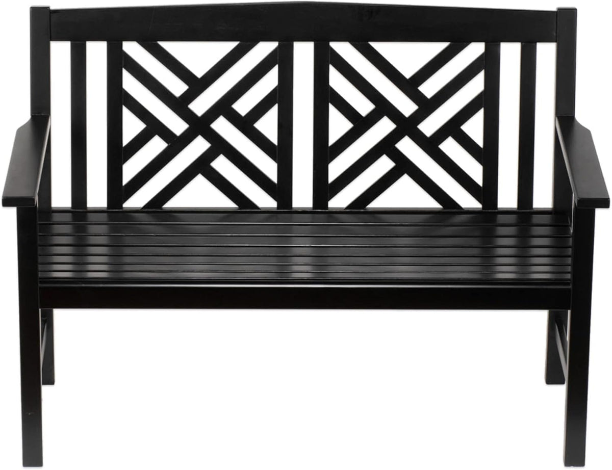 4-Foot Black Fretwork Garden Bench
