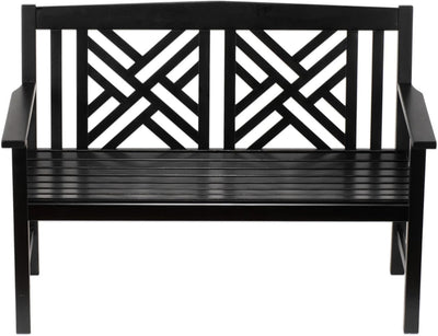 4-Foot Black Fretwork Garden Bench