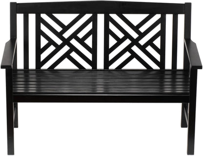 4-Foot Black Fretwork Garden Bench