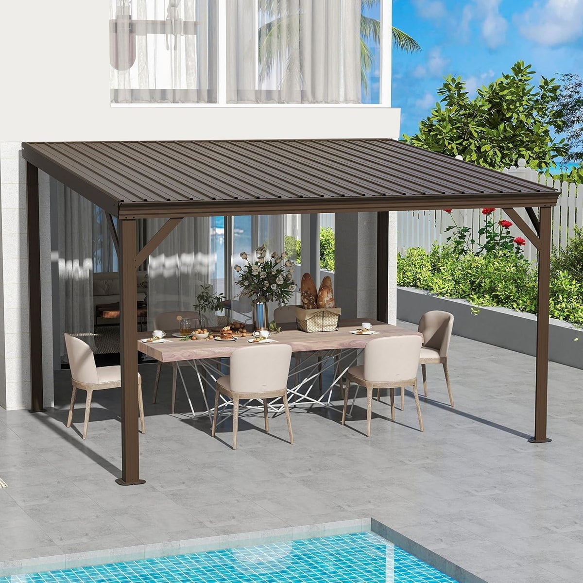 Transform Your Outdoor Space with the Stylish Domi 12' x 20' Lean-To Gazebo – Perfect for Patios and Decks!