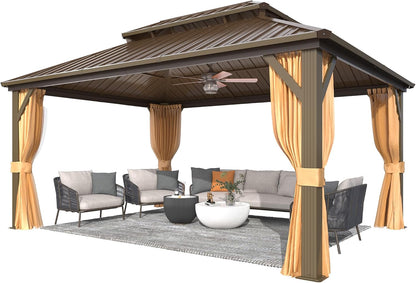 Transform Your Outdoor Space: 12x16 ft Hardtop Gazebo with Mosquito Netting & Curtains - Durable Aluminum & Steel Design for Patio, Deck, and Garden!