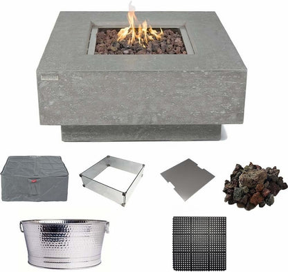 Stylish 36" x 36" Manhattan Propane Fire Pit Table in Durable Cast Concrete