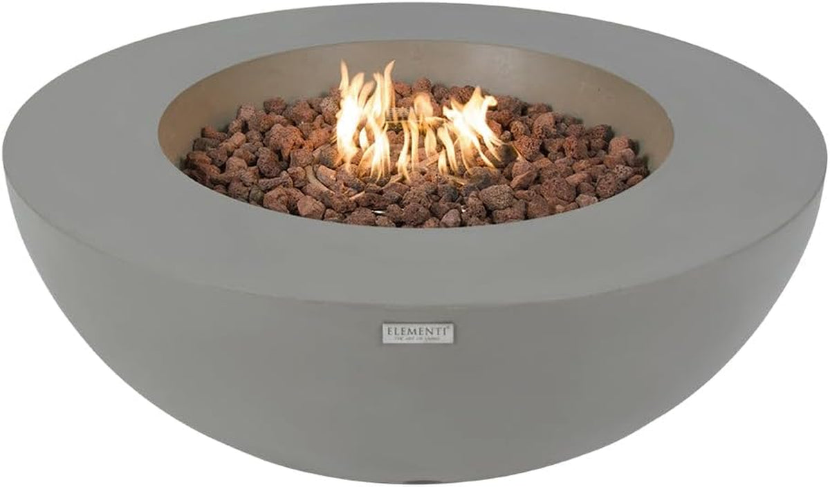 Nantucket 26" Modern Concrete Fire Pit with Lava Rocks - Perfect for Patios, Gardens, and Indoor Heating
