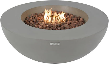Nantucket 26" Modern Concrete Fire Pit with Lava Rocks - Perfect for Patios, Gardens, and Indoor Heating