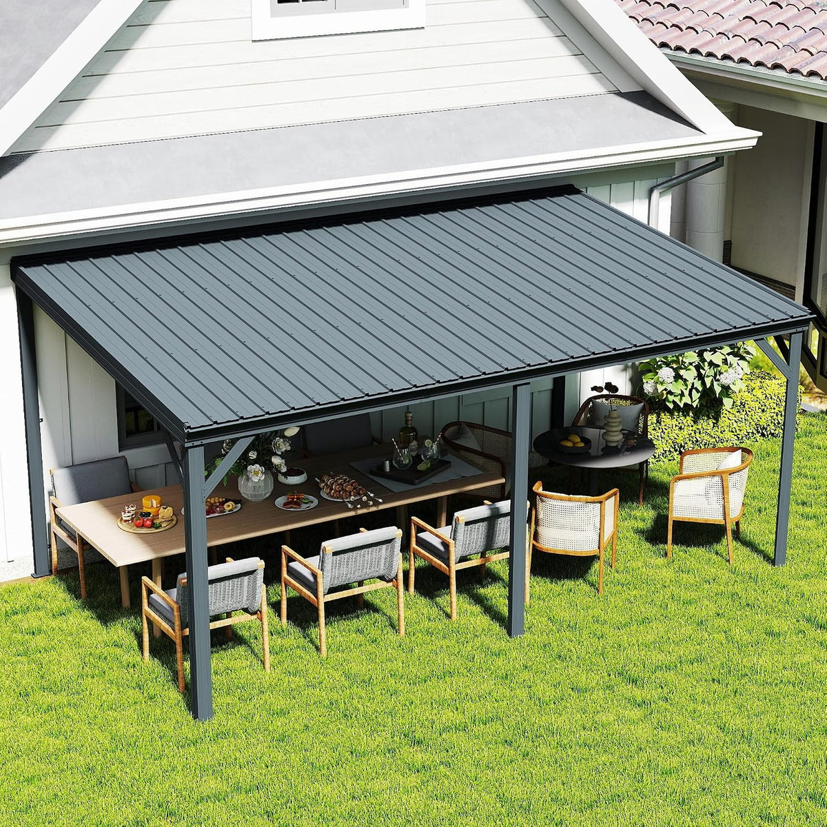 Transform Your Outdoor Space with the Stylish Domi 12' x 20' Lean-To Gazebo – Perfect for Patios and Decks!