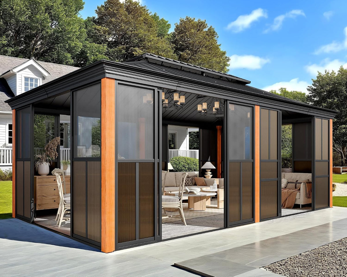 Experience the Ultimate Outdoor Retreat with Our 12' x 20' Hardtop Gazebo – Sturdy Aluminum Frame, Galvanized Steel Double Roof, and Cozy Netting for Your Patio, Lawn, or Deck!