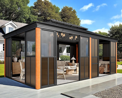 Experience the Ultimate Outdoor Retreat with Our 12' x 20' Hardtop Gazebo – Sturdy Aluminum Frame, Galvanized Steel Double Roof, and Cozy Netting for Your Patio, Lawn, or Deck!